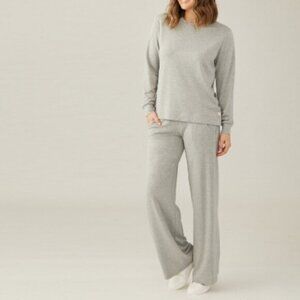 New Brian Bailey Grey Sweatshirt Wide Leg Sweat Pants Set Size Medium bin 1H